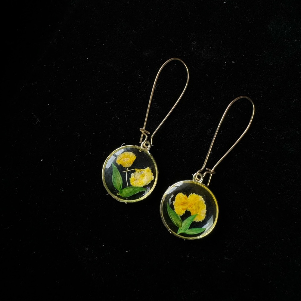 Elegant Yellow Floral Earrings